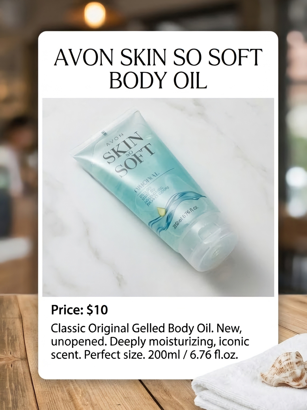Avon Skin So Soft Body Oil - Light Aqua Packaging
